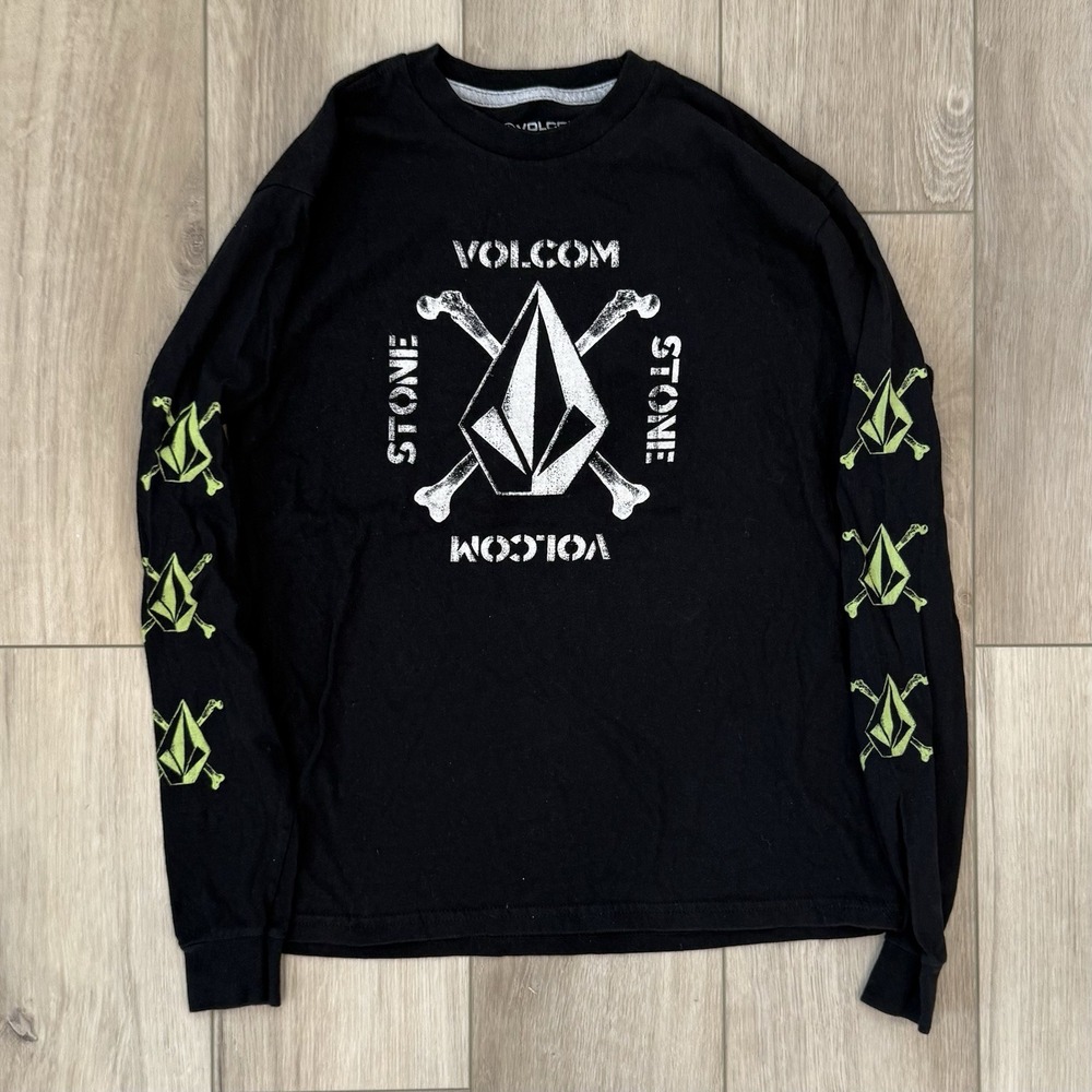 Volcom Stone Long Sleeve Black Shirt ( Kids XL ) Adult Small Skater Grunge Goth